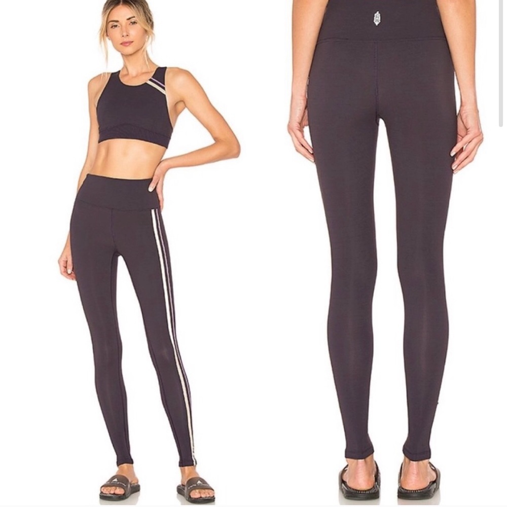 Free People Movement Asymmetrical Striped Leggings